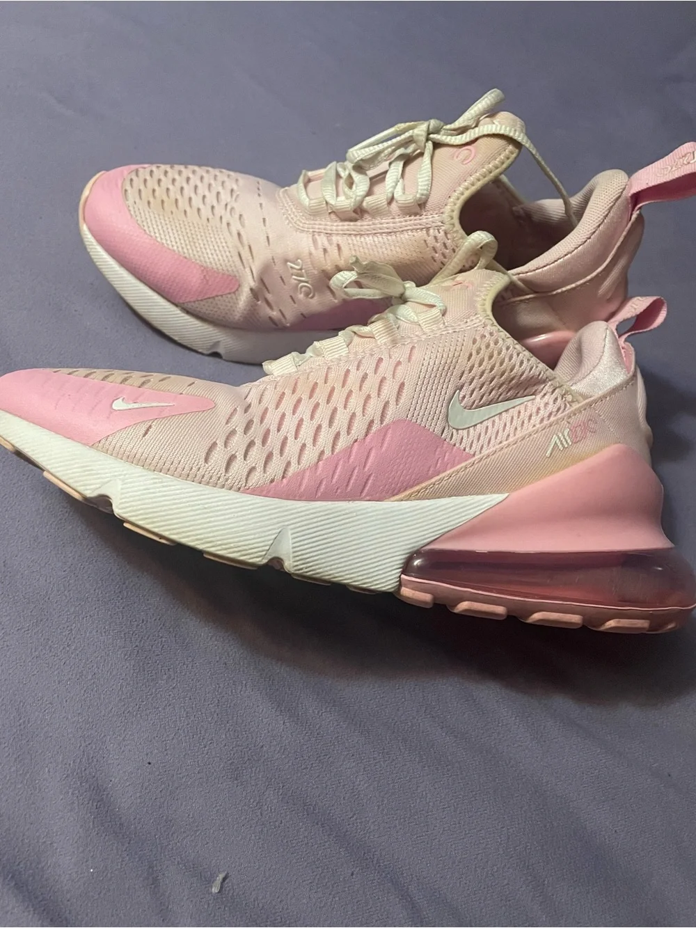 Nike Women's Light Pink and White Air Max-Style Sneakers